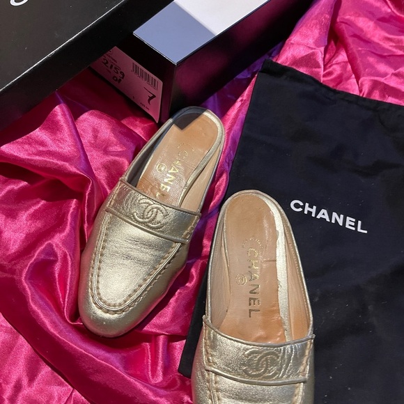 Chanel Gold Slip-On Loafers - Picture 8 of 12